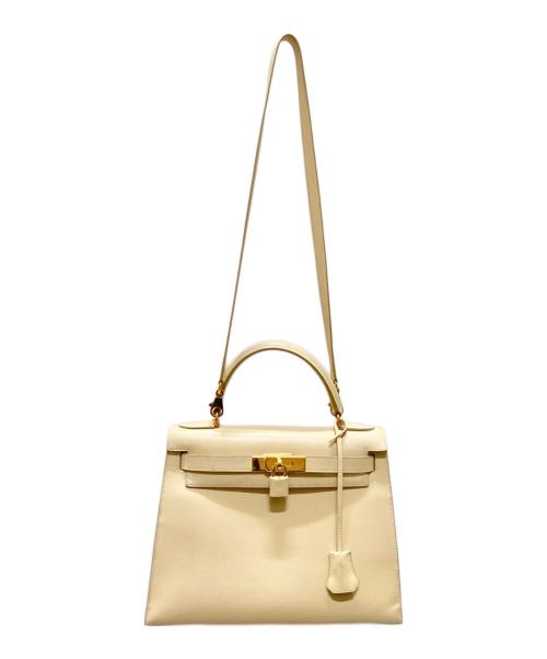 HERMES（エルメス）HERMES (エルメス) ケリー28 外縫い ゴールド金具 □B刻印：1998年製 アイボリー系 サイズ:28の古着・服飾アイテム