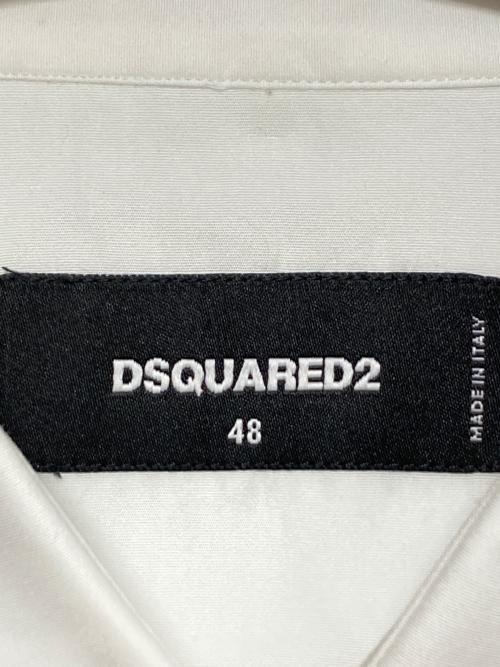 DSQUARED2（ディースクエアード）DSQUARED2 (ディースクエアード) デザインシャツ ホワイト サイズ:48の古着・服飾アイテム