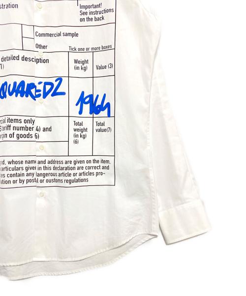 DSQUARED2（ディースクエアード）DSQUARED2 (ディースクエアード) デザインシャツ ホワイト サイズ:48の古着・服飾アイテム