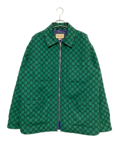 GUCCI（グッチ）GUCCI (グッチ) GG ウールフランネル オーバージャケット グリーン サイズ:50の古着・服飾アイテム