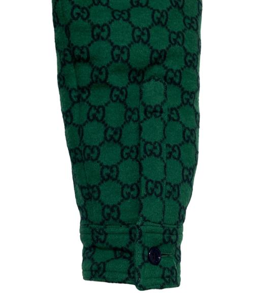 GUCCI（グッチ）GUCCI (グッチ) GG ウールフランネル オーバージャケット グリーン サイズ:50の古着・服飾アイテム