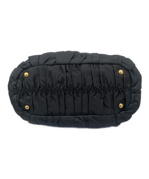 PRADA（プラダ）PRADA (プラダ) ギャザーバッグ ブラック×ゴールドの古着・服飾アイテム