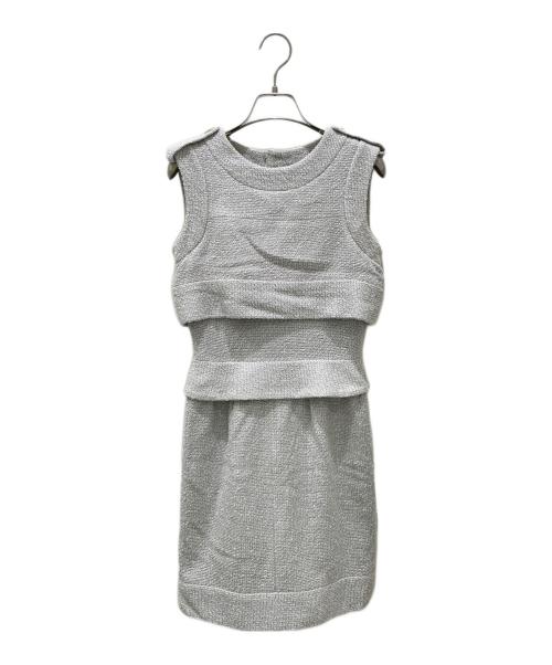CHANEL（シャネル）CHANEL (シャネル) ノースリーブツイードワンピース ホワイト サイズ:34の古着・服飾アイテム