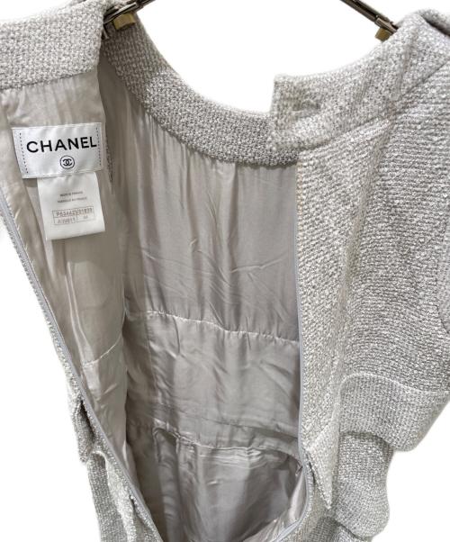 CHANEL（シャネル）CHANEL (シャネル) ノースリーブツイードワンピース ホワイト サイズ:34の古着・服飾アイテム