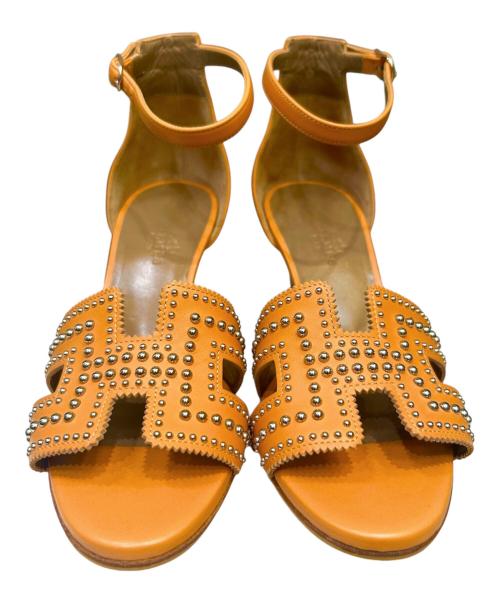 HERMES（エルメス）HERMES (エルメス) スタッズサンダル ブラウン サイズ:35.5の古着・服飾アイテム