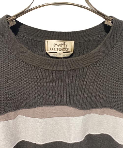HERMES（エルメス）HERMES (エルメス) カシミヤ混 デザイン半袖ニット グレー サイズ:XLの古着・服飾アイテム