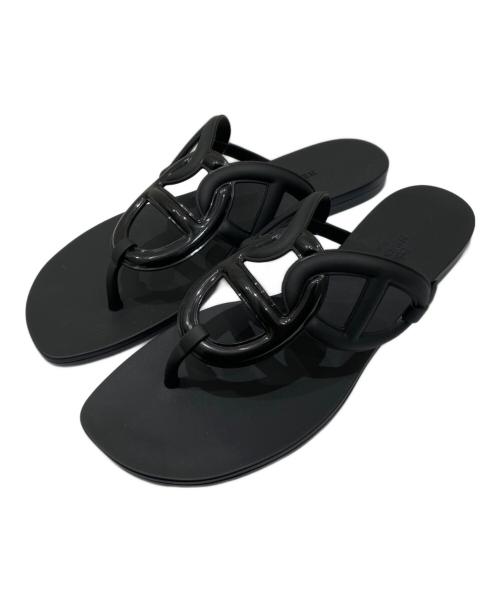HERMES（エルメス）HERMES (エルメス) トングサンダル ブラック サイズ:37の古着・服飾アイテム