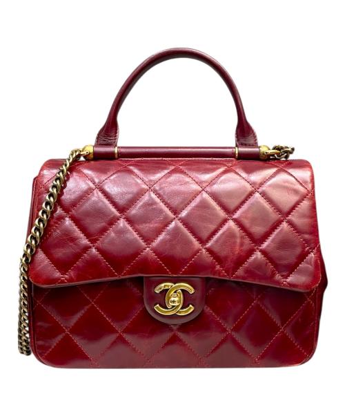 CHANEL（シャネル）CHANEL (シャネル) トップハンドルショルダーバッグ ボルドー×ゴールド金具 サイズ:-の古着・服飾アイテム