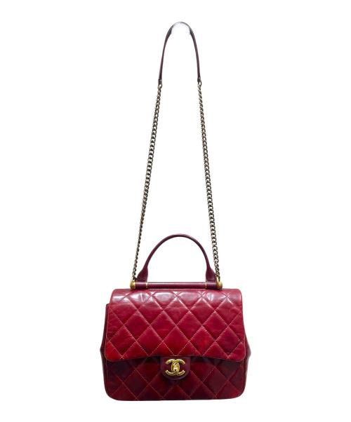 CHANEL（シャネル）CHANEL (シャネル) トップハンドルショルダーバッグ ボルドー×ゴールド金具 サイズ:-の古着・服飾アイテム