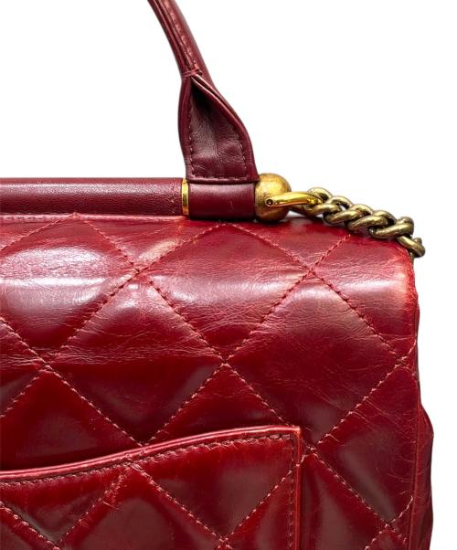 CHANEL（シャネル）CHANEL (シャネル) トップハンドルショルダーバッグ ボルドー×ゴールド金具 サイズ:-の古着・服飾アイテム