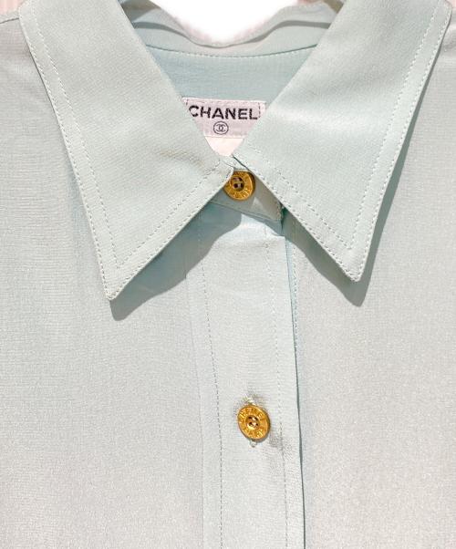 CHANEL（シャネル）CHANEL (シャネル) 金ボタンシルクシャツ スカイブルー サイズ:44の古着・服飾アイテム