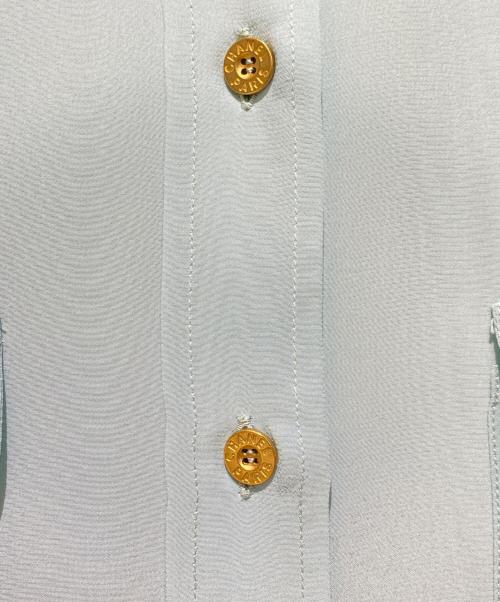 CHANEL（シャネル）CHANEL (シャネル) 金ボタンシルクシャツ スカイブルー サイズ:44の古着・服飾アイテム