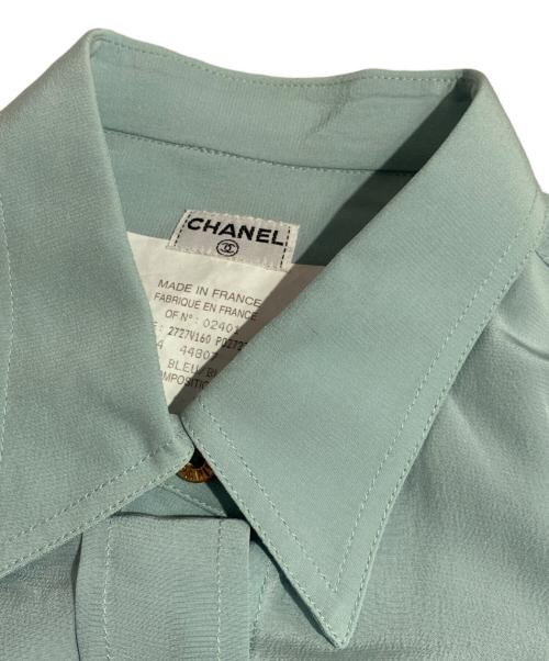 CHANEL（シャネル）CHANEL (シャネル) 金ボタンシルクシャツ スカイブルー サイズ:44の古着・服飾アイテム