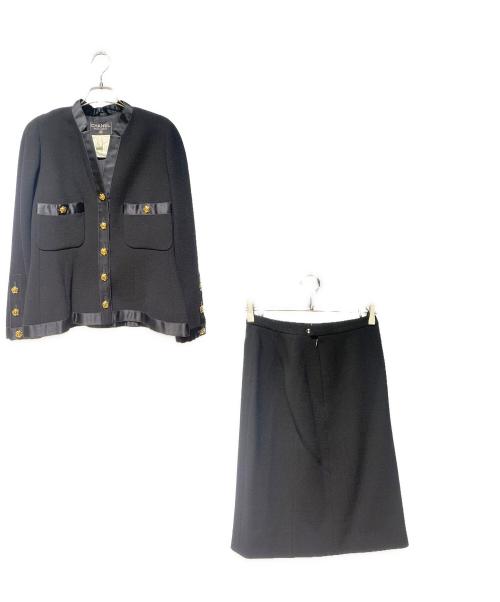 CHANEL（シャネル）CHANEL (シャネル) カメリア セットアップ ブラック サイズ:40の古着・服飾アイテム