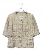 CHANELシャネル）の古着「ツイード半袖ジャケット」｜ベージュ