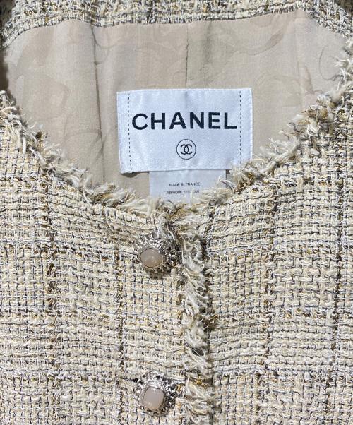 CHANEL（シャネル）CHANEL (シャネル) ツイード半袖ジャケット ベージュ サイズ:44の古着・服飾アイテム