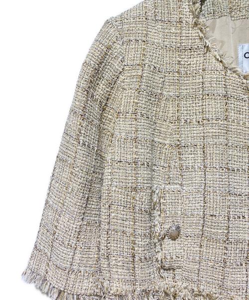 CHANEL（シャネル）CHANEL (シャネル) ツイード半袖ジャケット ベージュ サイズ:44の古着・服飾アイテム