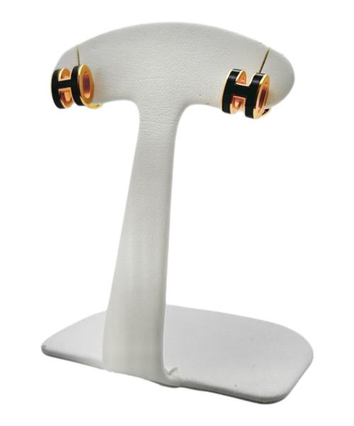 HERMES（エルメス）HERMES (エルメス) ミニポップアッシュピアス ブラック×ピンクゴールド サイズ:-の古着・服飾アイテム