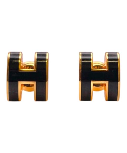 HERMES（エルメス）HERMES (エルメス) ミニポップアッシュピアス ブラック×ピンクゴールド サイズ:-の古着・服飾アイテム