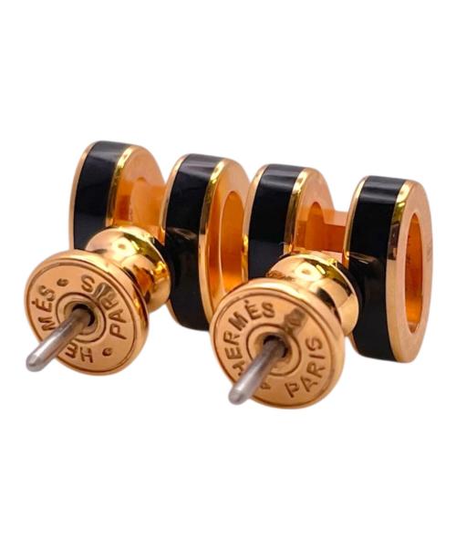 HERMES（エルメス）HERMES (エルメス) ミニポップアッシュピアス ブラック×ピンクゴールド サイズ:-の古着・服飾アイテム