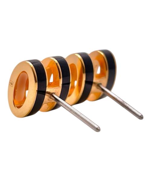 HERMES（エルメス）HERMES (エルメス) ミニポップアッシュピアス ブラック×ピンクゴールド サイズ:-の古着・服飾アイテム