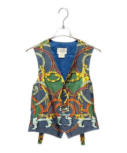 HERMES（エルメス）HERMES (エルメス) シルクジレ グリーン×ネイビー サイズ:46の古着・服飾アイテム