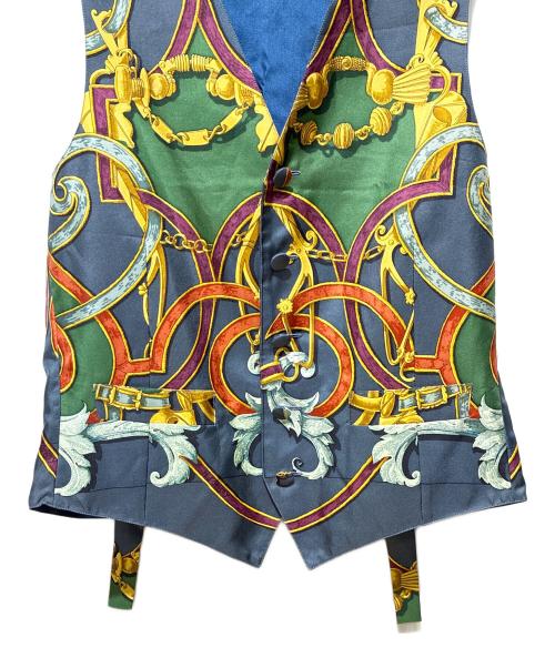 HERMES（エルメス）HERMES (エルメス) シルクジレ グリーン×ネイビー サイズ:46の古着・服飾アイテム