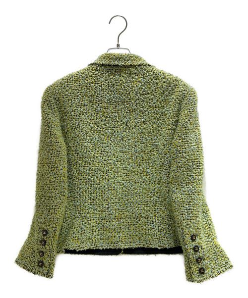 CHANEL（シャネル）CHANEL (シャネル) 4ポケットツイードココボタンセットアップ　1994年製 ライムグリーン サイズ:42の古着・服飾アイテム