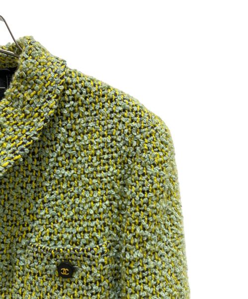 CHANEL（シャネル）CHANEL (シャネル) 4ポケットツイードココボタンセットアップ　1994年製 ライムグリーン サイズ:42の古着・服飾アイテム