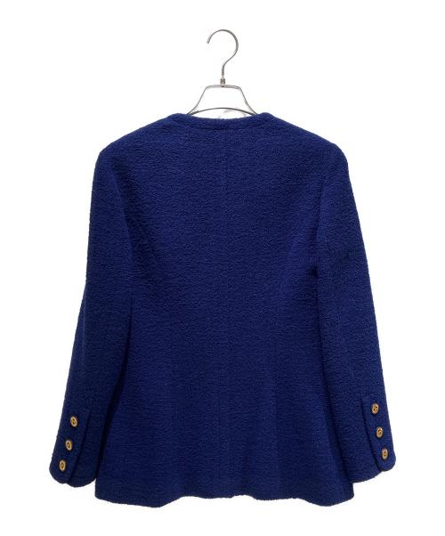 CHANEL（シャネル）CHANEL (シャネル) ココボタンツイードセットアップ ロイヤルブルー×ゴールド サイズ:40の古着・服飾アイテム