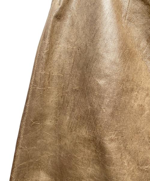 CHANEL（シャネル）CHANEL (シャネル) レザースカート ゴールド サイズ:42の古着・服飾アイテム