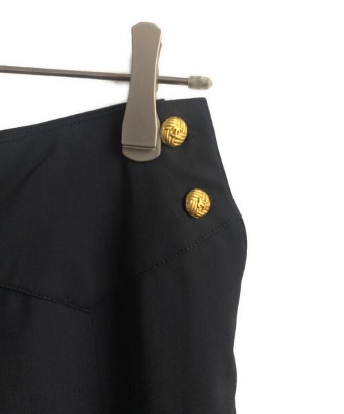 CHANEL（シャネル）CHANEL (シャネル) ココボタンタックワイドパンツ ネイビー サイズ:36の古着・服飾アイテム