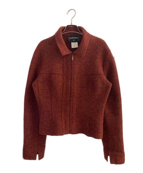 CHANEL（シャネル）CHANEL (シャネル) ウールジップアップジャケット レッド サイズ:42の古着・服飾アイテム