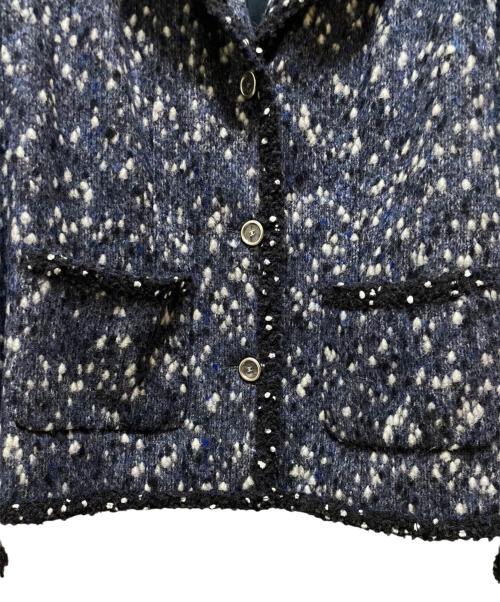 CHANEL（シャネル）CHANEL (シャネル) ココボタン2ポケットジャケット ネイビー×ホワイト サイズ:46の古着・服飾アイテム