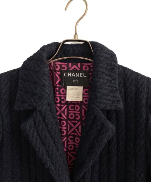 CHANEL（シャネル）CHANEL (シャネル) ウールアルパカロングコート ネイビー サイズ:38の古着・服飾アイテム