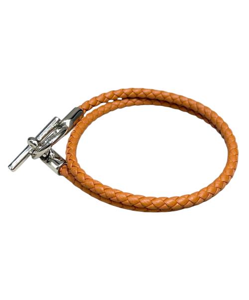 HERMES（エルメス）HERMES (エルメス) レザーブレスレット 《グレナン》 ドゥブルトゥール ブラウンの古着・服飾アイテム