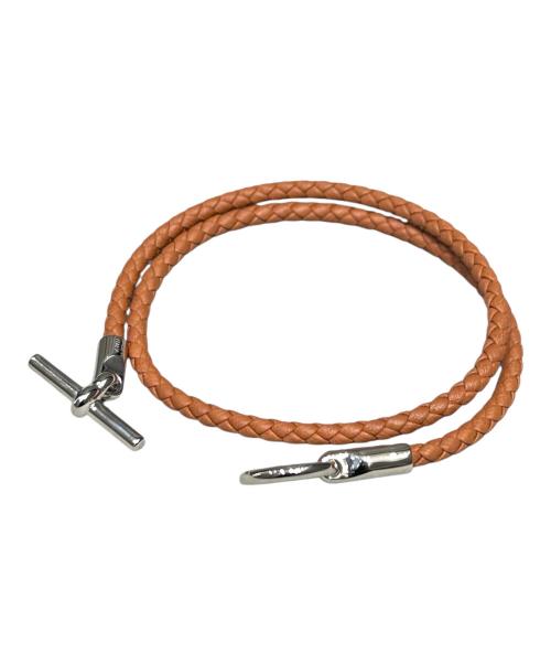 HERMES（エルメス）HERMES (エルメス) レザーブレスレット 《グレナン》 ドゥブルトゥール ブラウンの古着・服飾アイテム