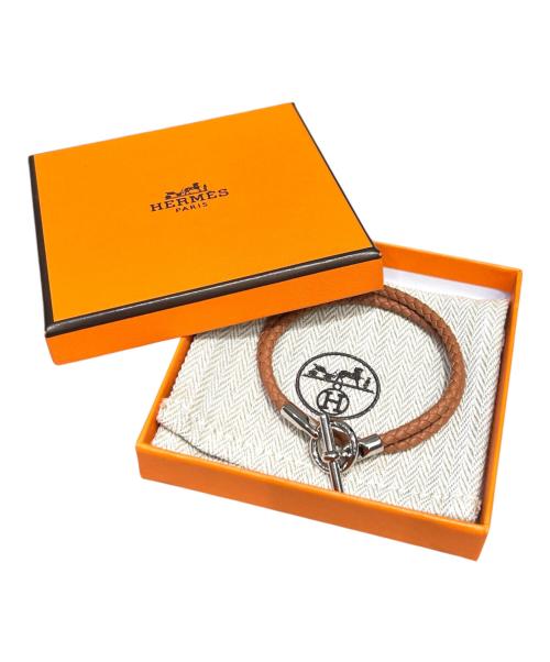 HERMES（エルメス）HERMES (エルメス) レザーブレスレット 《グレナン》 ドゥブルトゥール ブラウンの古着・服飾アイテム