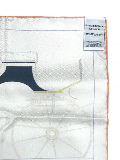 HERMES（エルメス）HERMES (エルメス) カレ70《ア・トゥ・ベルリンヌ》アイレット・キュイール シルバー/コライユ/イエロー サイズ:70の古着・服飾アイテム