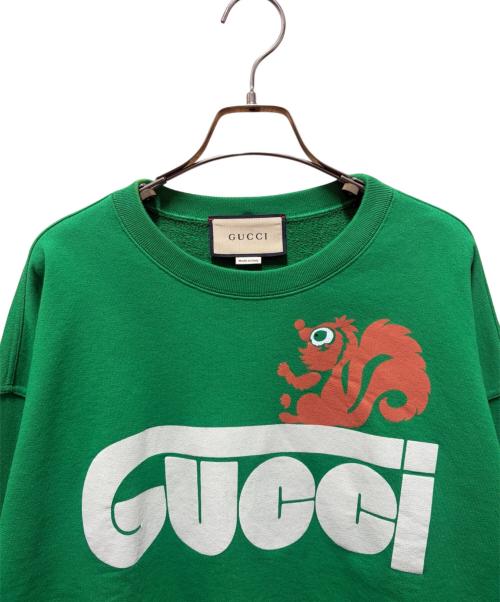 GUCCI（グッチ）GUCCI (グッチ) スカンクプリントクルーネックニット グリーン サイズ:XS(170/88A)の古着・服飾アイテム