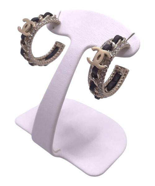 CHANEL（シャネル）CHANEL (シャネル) ココマーク フープ ピアス ブラック サイズ:-の古着・服飾アイテム