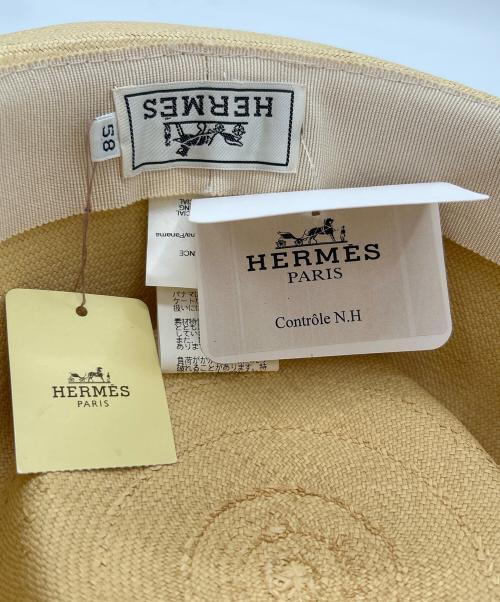 HERMES（エルメス）HERMES (エルメス) パナマハット CHAPEAU MALIBU B BORDE ベージュ サイズ:58の古着・服飾アイテム