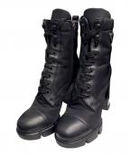 PRADAプラダ）の古着「トライアングルロゴサイドジップブ-ツ」｜ブラック