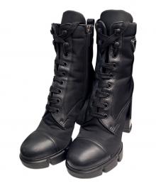 PRADA（プラダ）の古着「トライアングルロゴサイドジップブ-ツ」｜ブラック