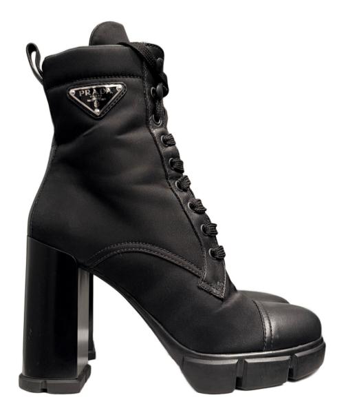 PRADA（プラダ）PRADA (プラダ) トライアングルロゴサイドジップブ-ツ ブラック サイズ:37の古着・服飾アイテム