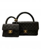 CHANELシャネル）の古着「マトラッセ 親子バッグ」｜ブラック×ゴールド金具