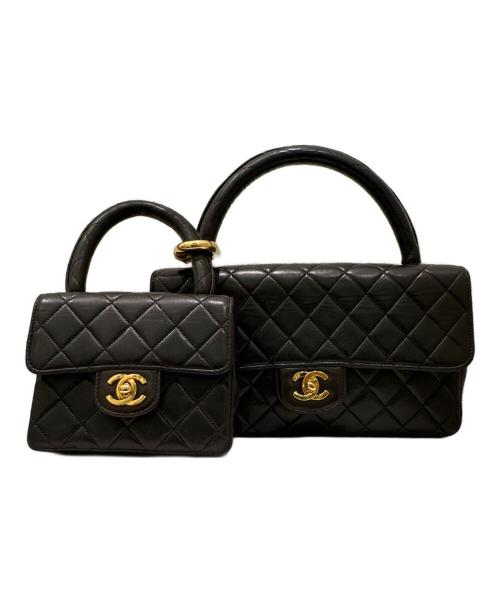 CHANEL（シャネル）CHANEL (シャネル) マトラッセ 親子バッグ ブラック×ゴールド金具 サイズ:25の古着・服飾アイテム