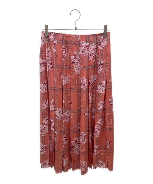 GUCCI（グッチ）GUCCI (グッチ) フローラルプリントシルクプリーツスカート ピンク サイズ:40の古着・服飾アイテム