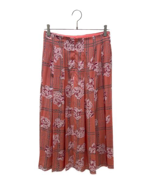 GUCCI（グッチ）GUCCI (グッチ) フローラルプリントシルクプリーツスカート ピンク サイズ:40の古着・服飾アイテム