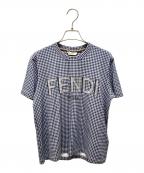 FENDIフェンディ）の古着「ロゴチェックカットソー」｜ネイビー